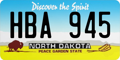 ND license plate HBA945