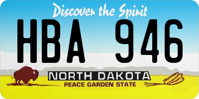 ND license plate HBA946