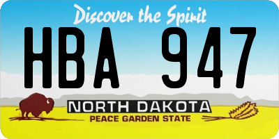 ND license plate HBA947