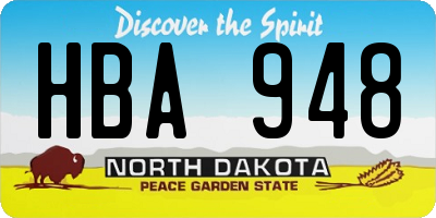 ND license plate HBA948