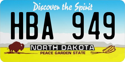 ND license plate HBA949