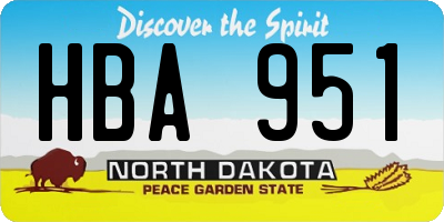 ND license plate HBA951