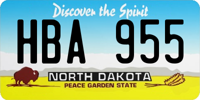 ND license plate HBA955