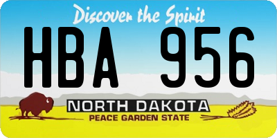 ND license plate HBA956
