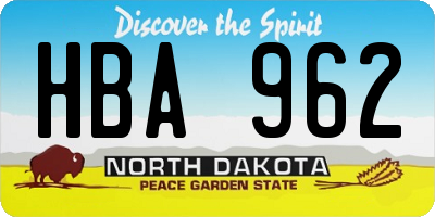 ND license plate HBA962