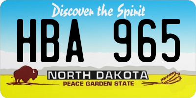 ND license plate HBA965