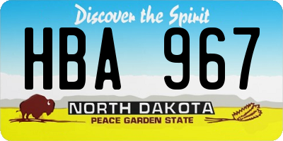 ND license plate HBA967