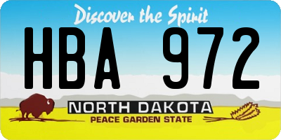 ND license plate HBA972