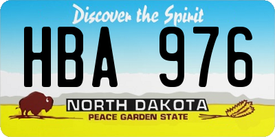 ND license plate HBA976