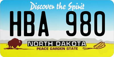 ND license plate HBA980
