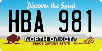 ND license plate HBA981
