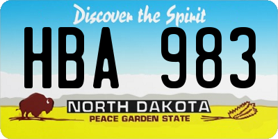 ND license plate HBA983