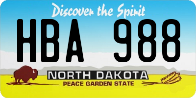 ND license plate HBA988