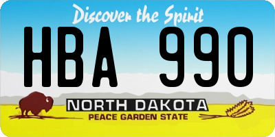 ND license plate HBA990