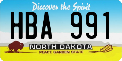 ND license plate HBA991