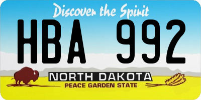 ND license plate HBA992