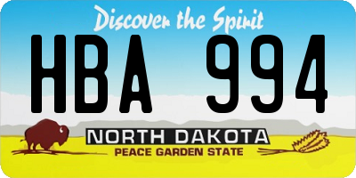 ND license plate HBA994