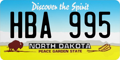 ND license plate HBA995