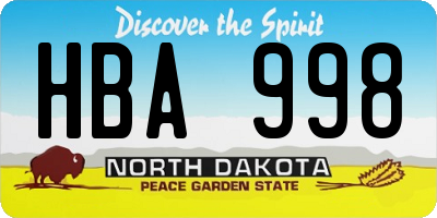 ND license plate HBA998