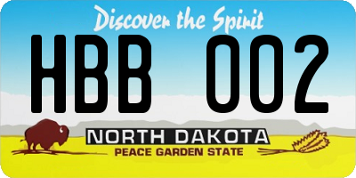 ND license plate HBB002