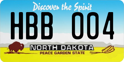 ND license plate HBB004