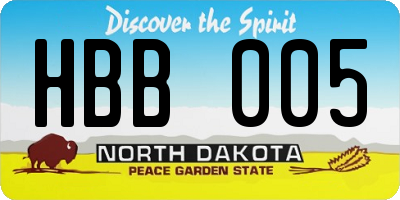 ND license plate HBB005