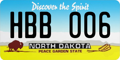 ND license plate HBB006