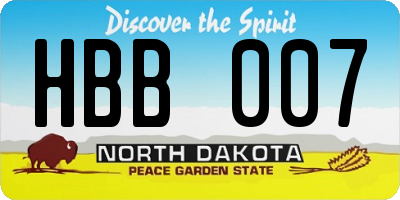 ND license plate HBB007