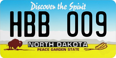 ND license plate HBB009