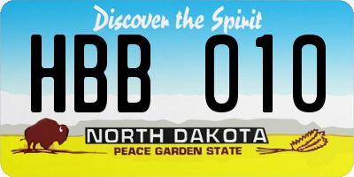 ND license plate HBB010