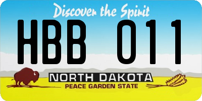 ND license plate HBB011