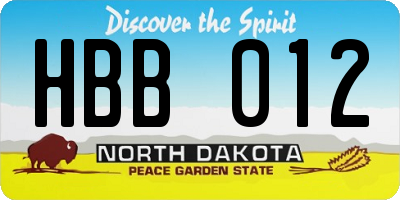 ND license plate HBB012