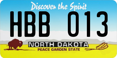 ND license plate HBB013