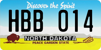 ND license plate HBB014