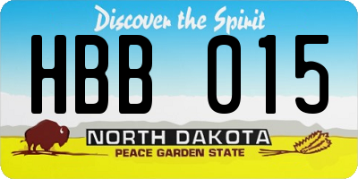 ND license plate HBB015