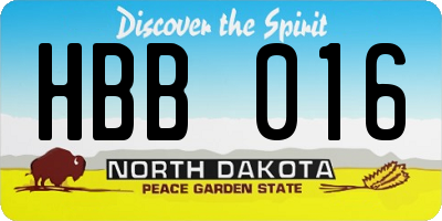 ND license plate HBB016