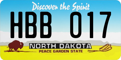 ND license plate HBB017