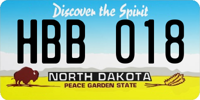 ND license plate HBB018