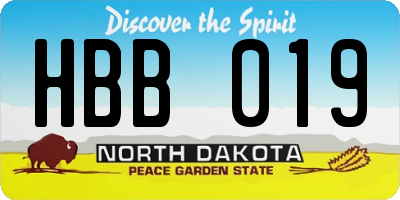 ND license plate HBB019