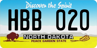 ND license plate HBB020