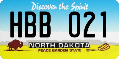 ND license plate HBB021