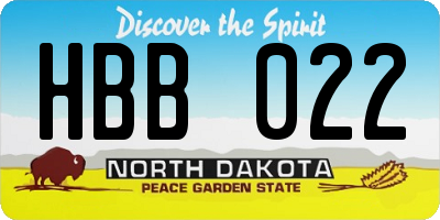 ND license plate HBB022