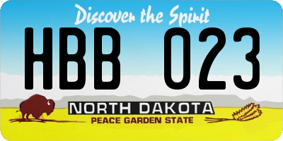 ND license plate HBB023