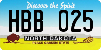 ND license plate HBB025