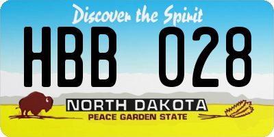 ND license plate HBB028