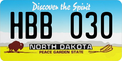 ND license plate HBB030