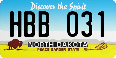 ND license plate HBB031