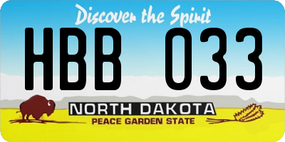 ND license plate HBB033