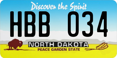 ND license plate HBB034