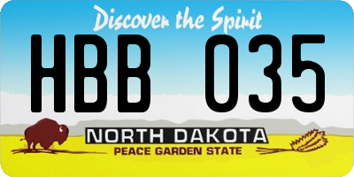 ND license plate HBB035